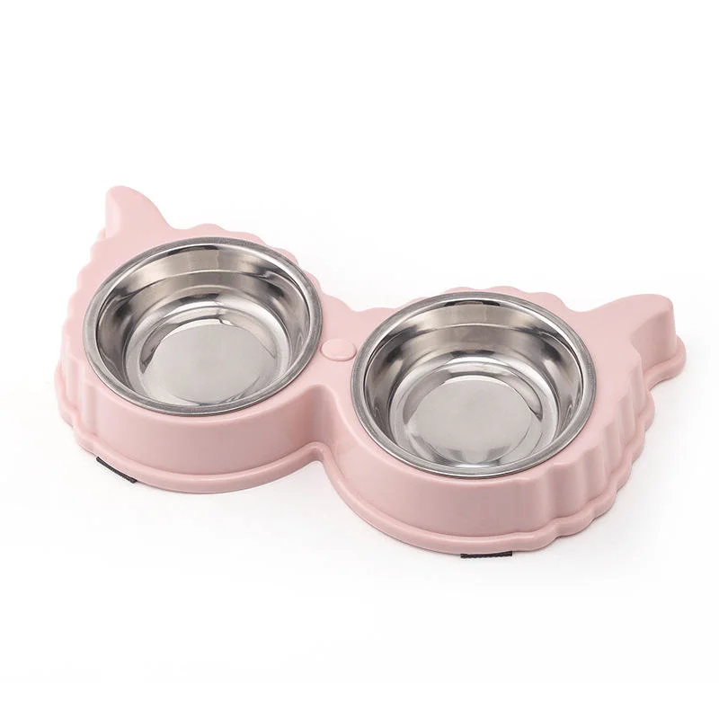 Elevated Double Diner Cat Bowl with 2 Stainless Steel Bowls