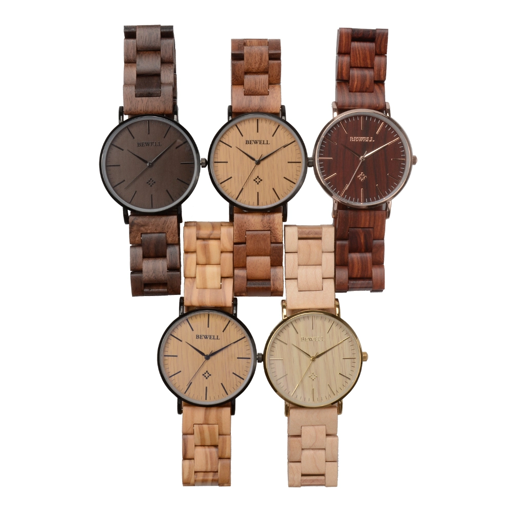 China Watch Supplier Modern Stainless Steel Wristwatch Men Custom Wood Warch Private Label Luxury Relojes