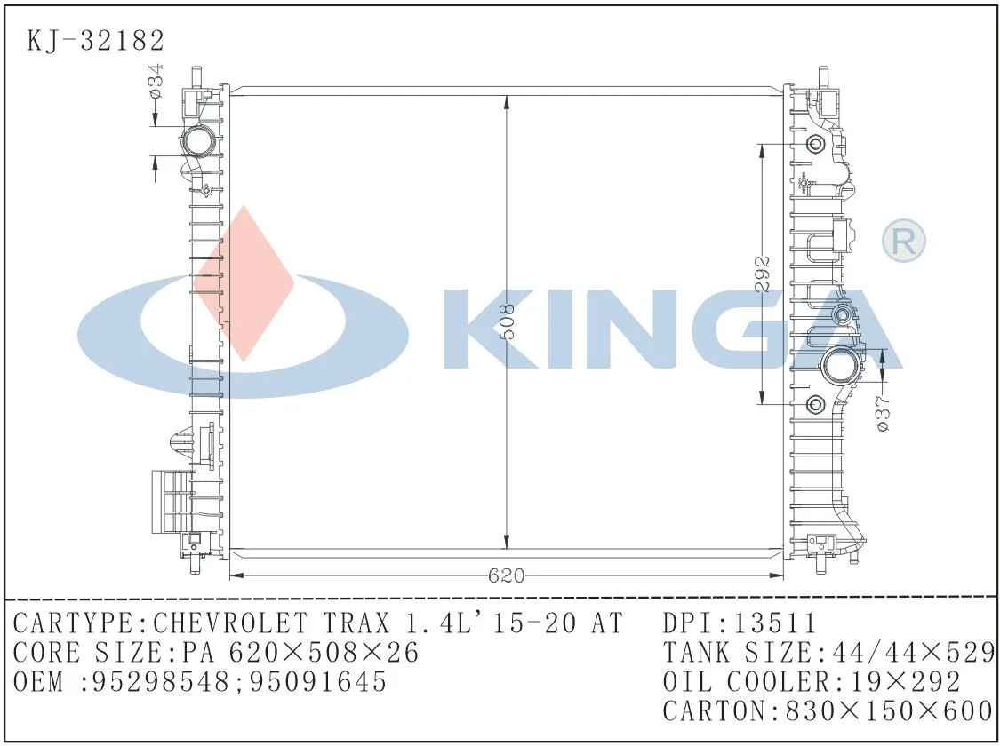 After Market Auto Radiator for Chevrolet Trax 1.4l'15-20 at