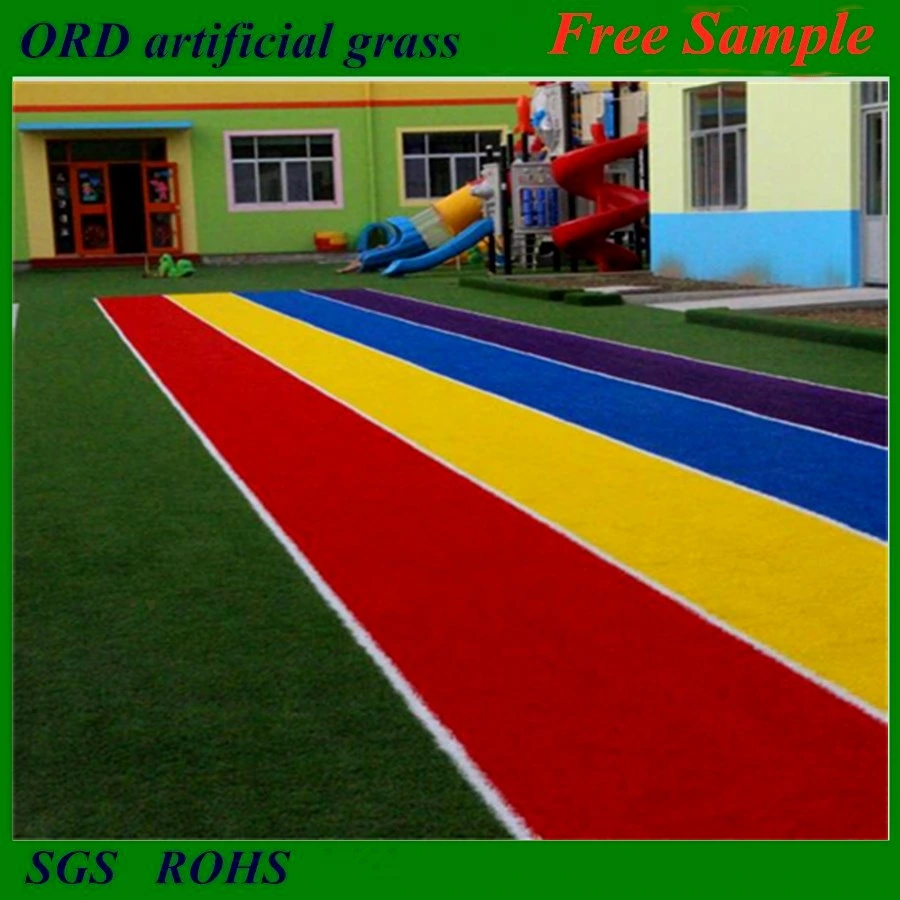 30mm Colorful Synthetic Turf Lawn Artificial Grass for Kindergarten Preschool Childcare Daycare Early Learning Center Play Area Running Track Runway