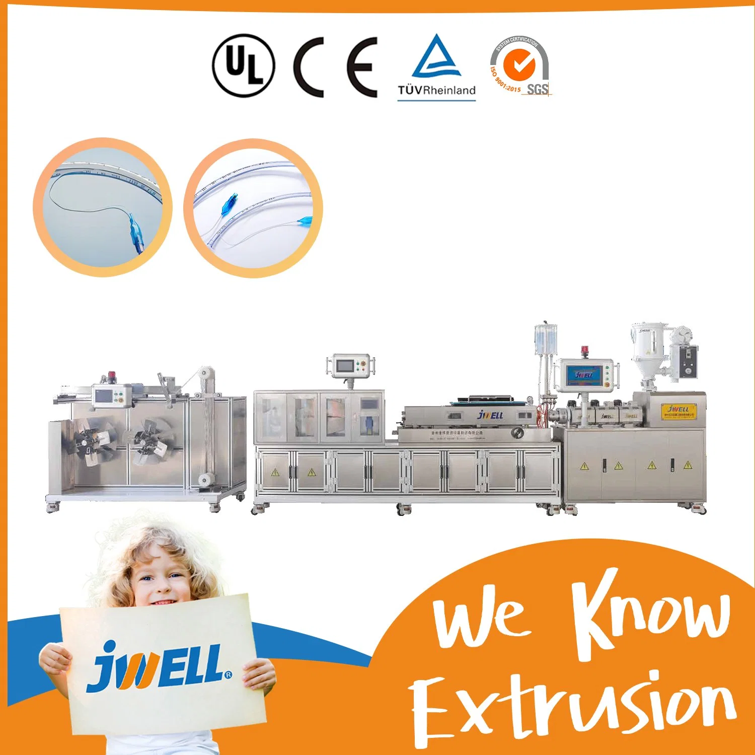 Jwell Medical Pipe Extrusion Line/Plastic Tube Extruder PVC/TPU/EVA Hose Making Machine