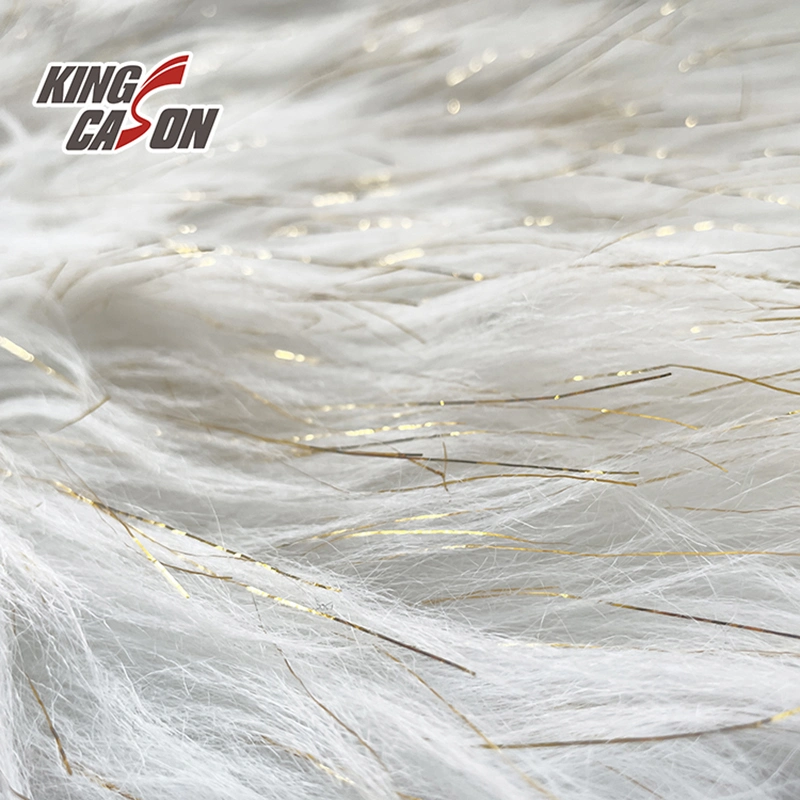 Kingcason ODM OEM Free Sample 7cm Gold Line Faux Fur Fabric for Home Textile