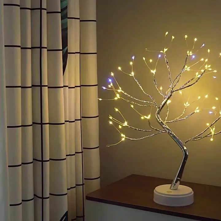 LED Copper Wire Shimmer Tree Light 108 LED 36 LED Pearl Battery USB Touch Switch Night Light Bonsai Tree Light Table Tree Lamp