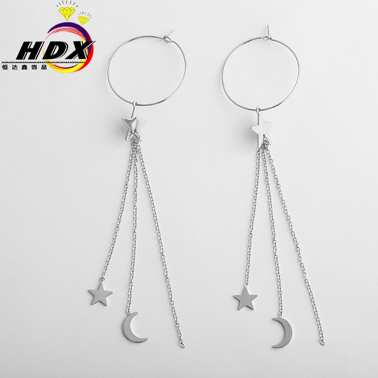 Fashion Temperament Fairy Silver Star Moon Earrings