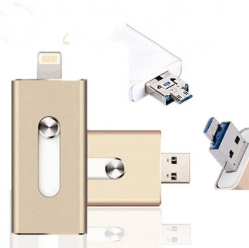 3-in-1 USB Memory OTG for Lightning/USB/Micro-USB Interface Stick Memory