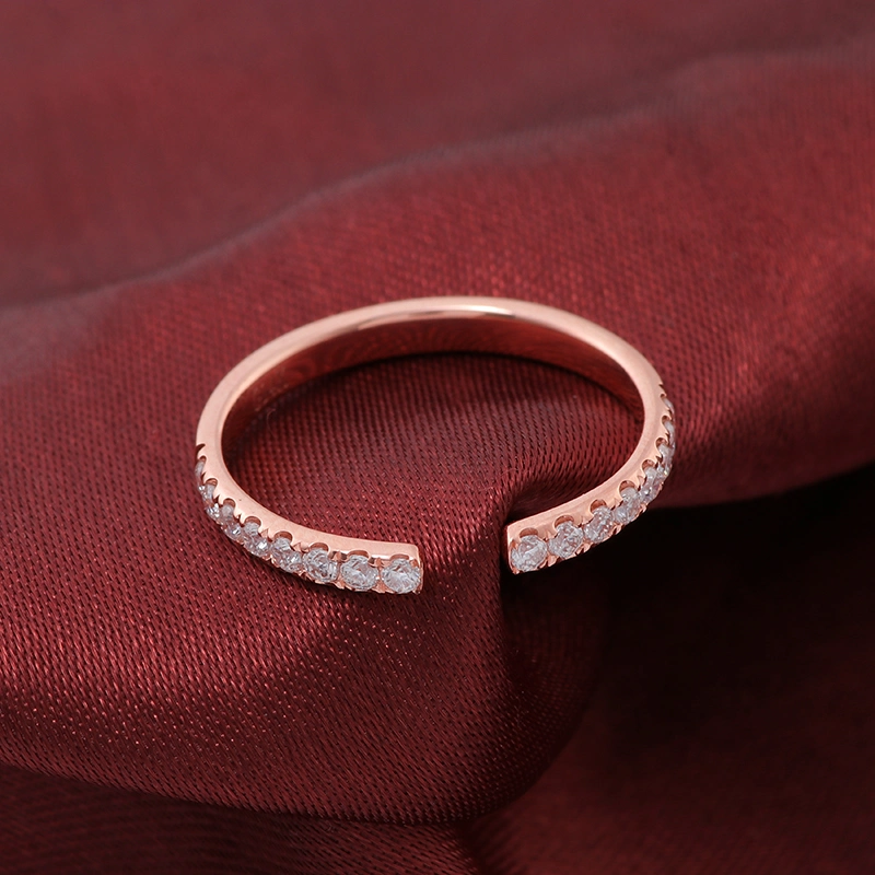 14K Roségold 1,5mm rund Brillantschliff Moissanite Stone Band Geschenk Im Klassischen Stil Des Ringes