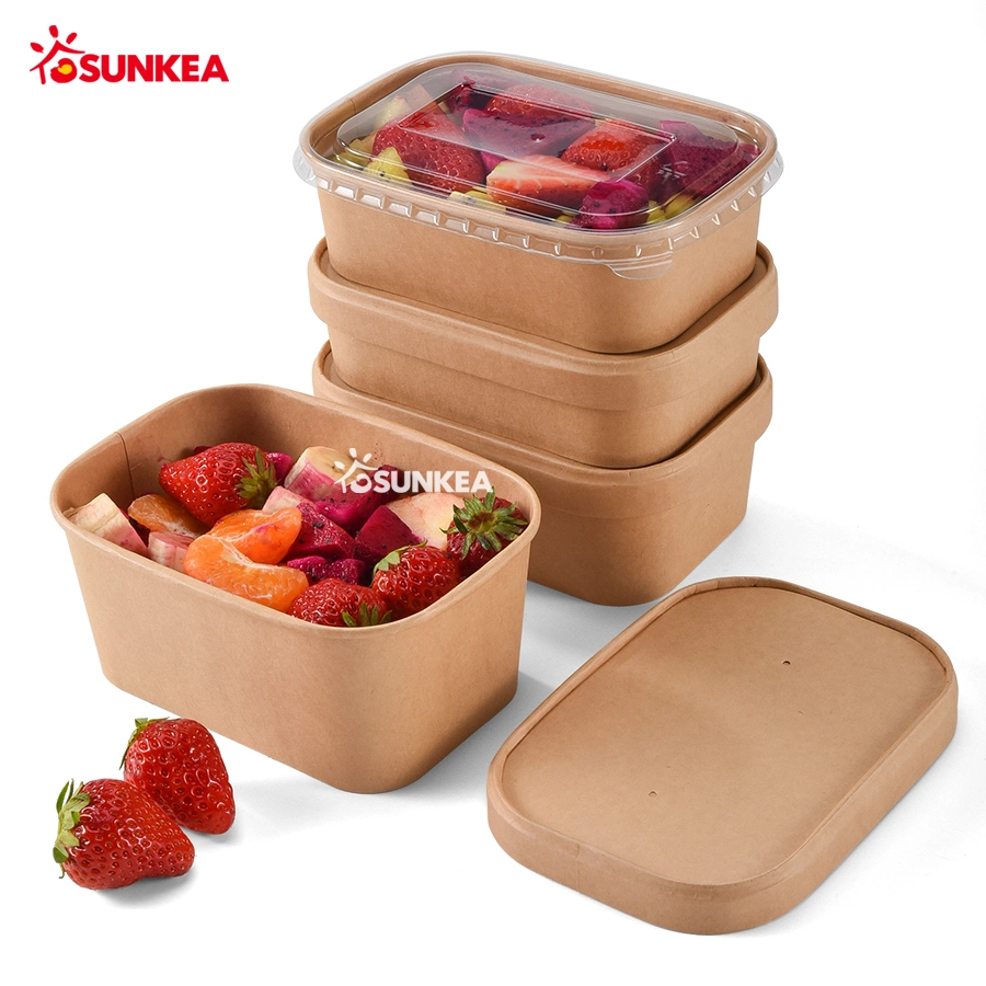 Factory Sale Disposable Take Away Customized Printing Bowl Food Grade Rectangle Salad Bowl