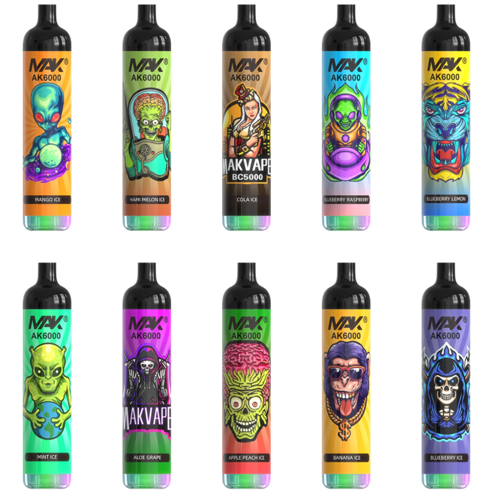 Mak ak 6000 inhalations bouffée jetables de barre d'E-Commerce de gros je Vape Vape ICG