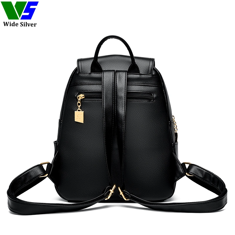 Mochila BackPack Wide Silver Tactical Leather Rucksack para mulher Mochilas de Cuero PARA Mujer