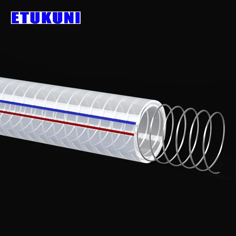 Manufacturer Supply PVC Conduit Pipe Tensile PVC Steel Wire Spiral Reinforced Hose for Water Oil Powder Suction Discharge Conveying