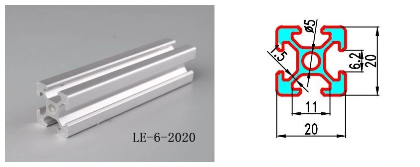 T5 6063 China Aluminiumschlitz der profil-Größen-2020 V für grünes Haus