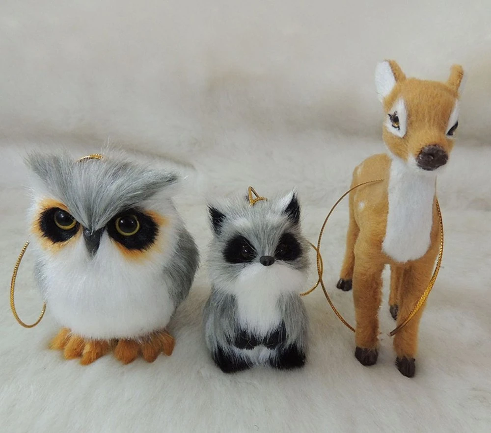 Plush Simulation Animal Toy Owl Fox Squirrel Craft Hanging Drop Toy