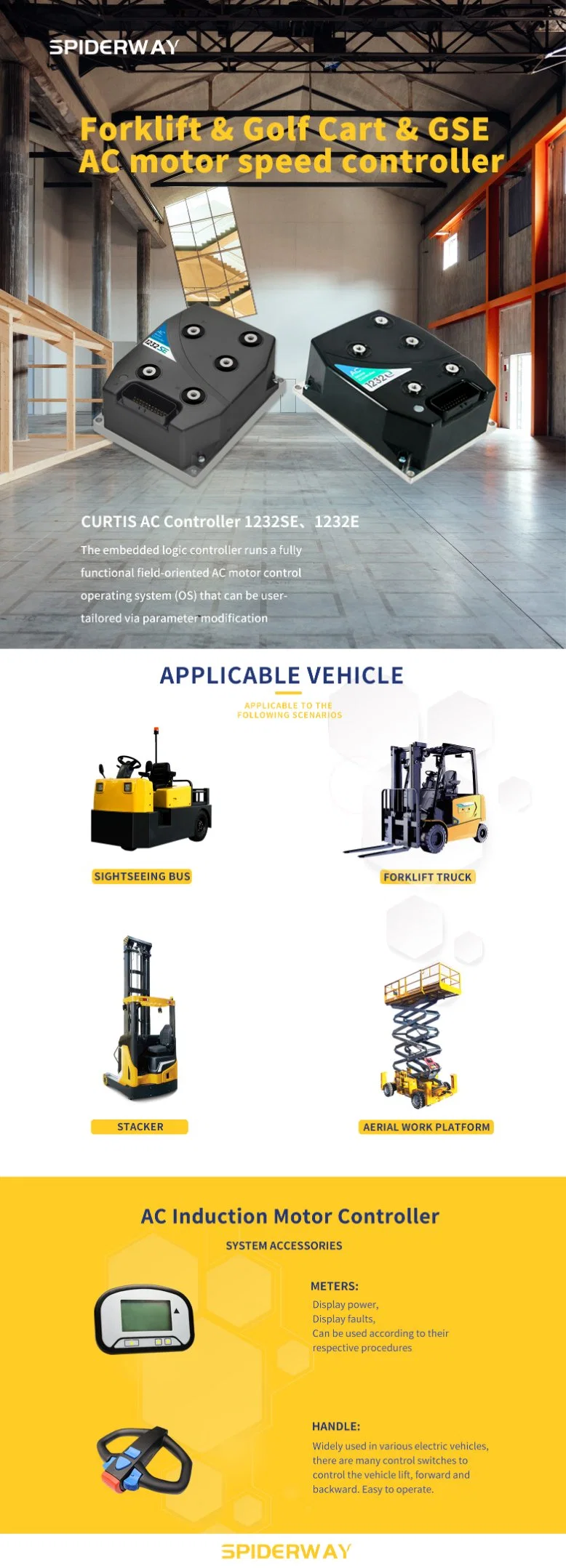 Electric Forklift Truck Price Stacker Speed Regulator AC Motor for Curtis Controller