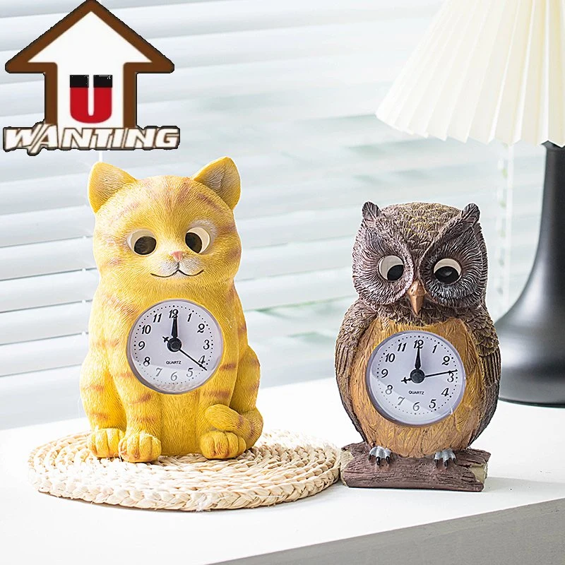 Hot Sale Escritorio Ornament pared Colgante Reloj ojos rotables Creative Artesanía animal