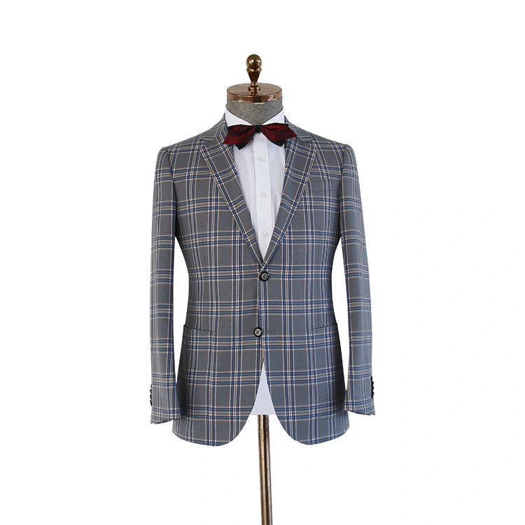 New Design Men Custom Plaid Suit Pocket Sticker Design Business and Leisure Apparel