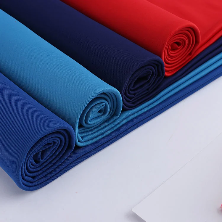 New Solid Color Uniform Poly Spandex Polyester Knitted Interlock Fabric for Pants