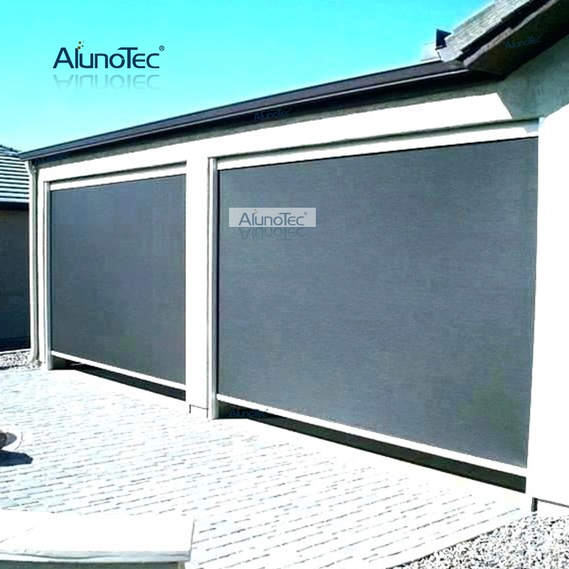 AlunoTec Outdoor Sunshade Electric Durable Window Zip Screen  Roller Blinds Motorized Curtain