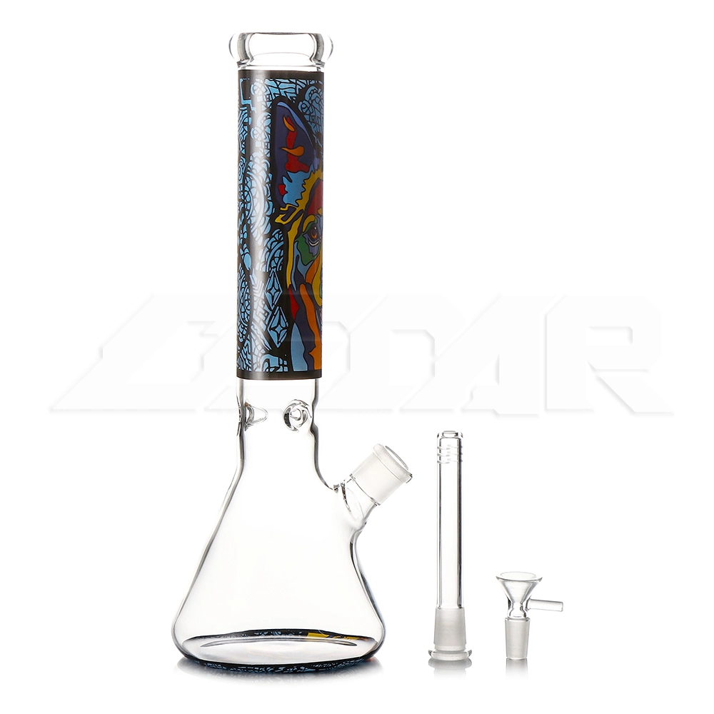 13.8 Inches Heavy Beaker Dogs Decal Glass Hookah 5mm Glass Tobacco Smoking Water Pipe Glass Smoking Set