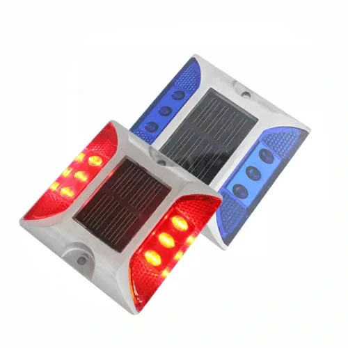 Aluminium Alloy Solar Power LED Flashing Square Road Stud Waterproof Outdoor Double Sides Cat Eyes Reflective Stud