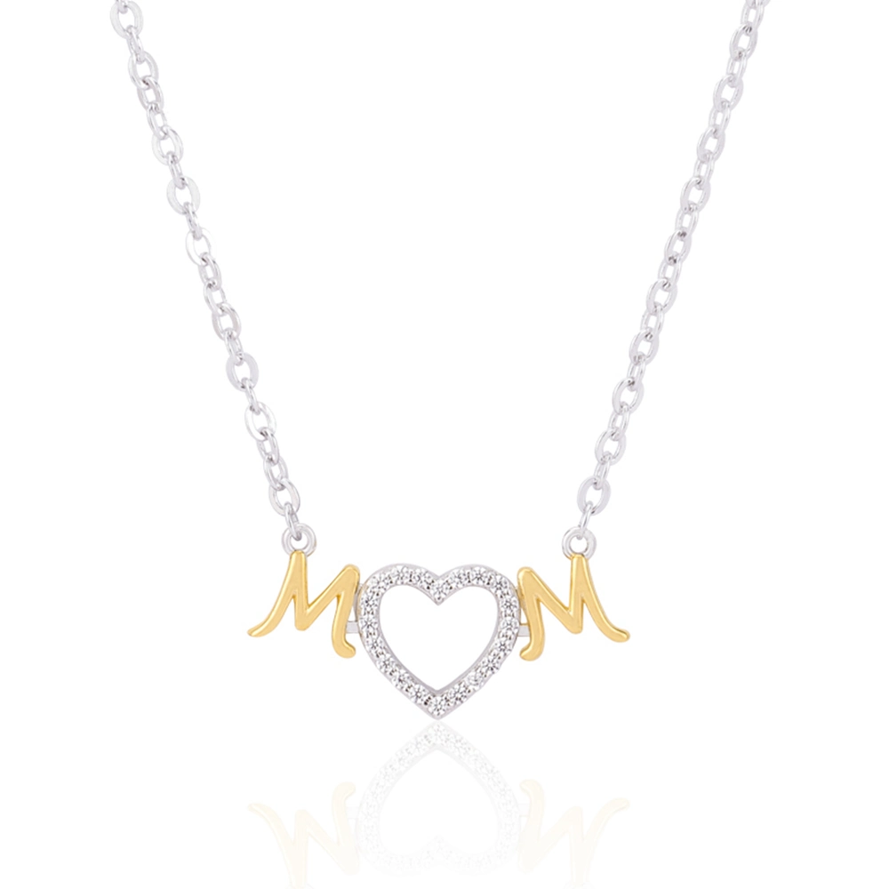 Joyas chapado en oro y plata esterlina 925 mm Hueco el collar del corazón Regalo para la Madre Día de la madre