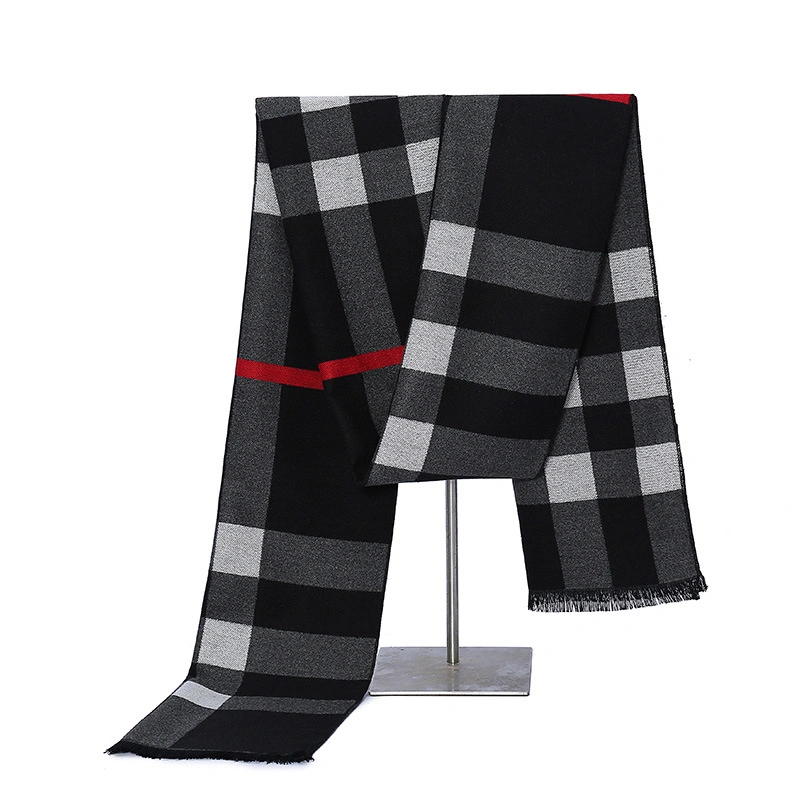 Wholesale Bulk Stock Winter Plaid Men's Cashmere Scarf Men Knitted Scarf