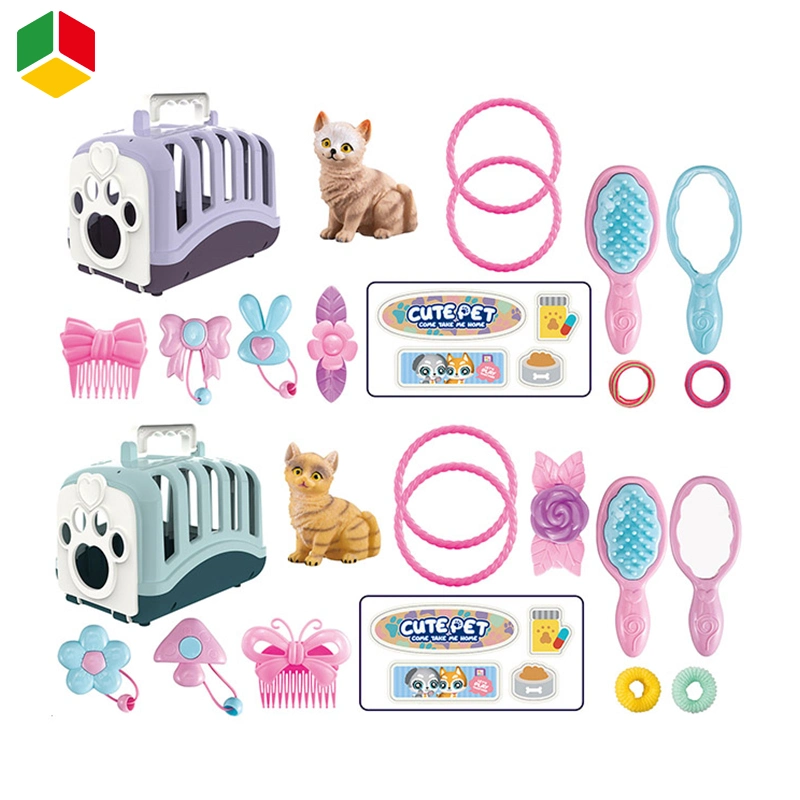 Qstoys ensemble animaux mignon pour chiens et chats avec jouets Cage pour animaux enfants peluche éducation pour enfants jouets pour enfants