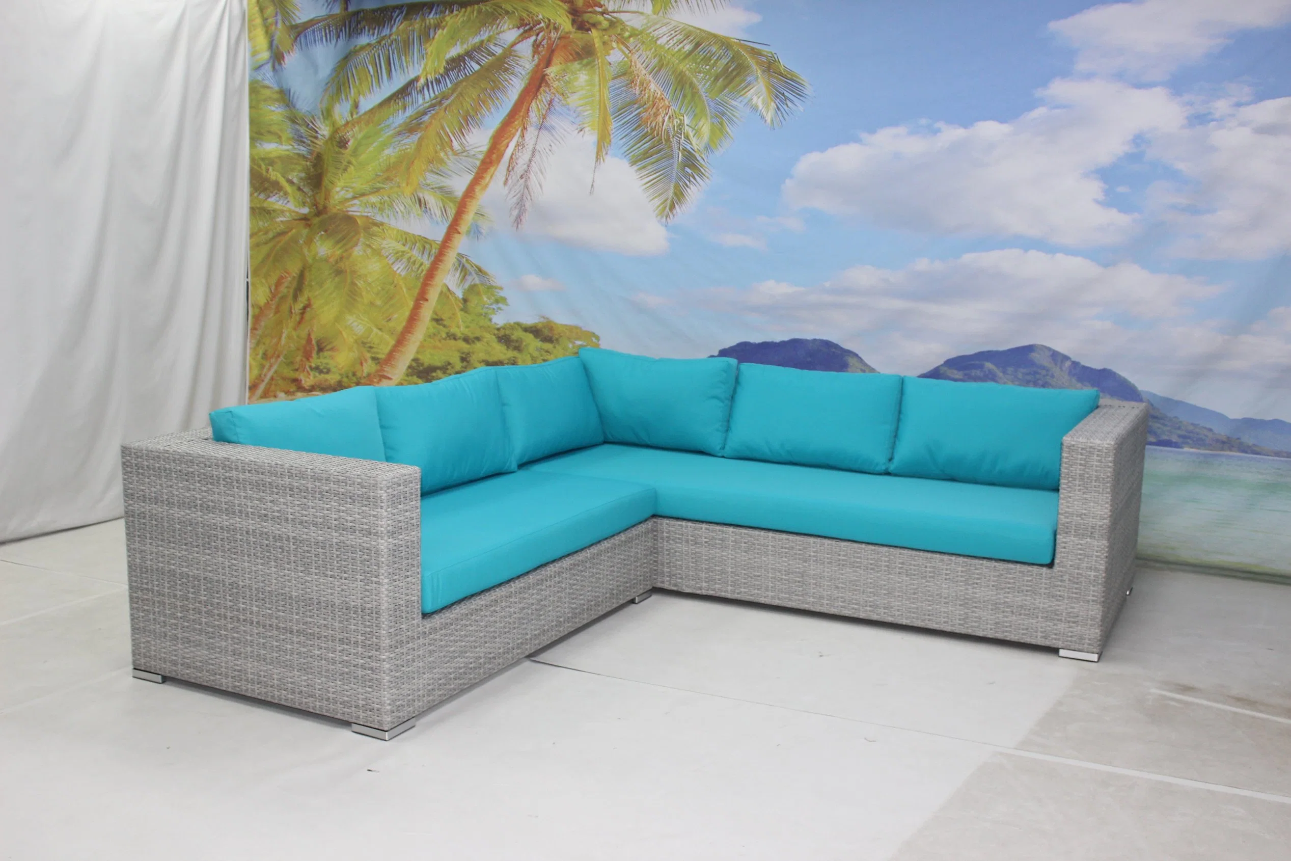 China Garden Furniture Patio Synthetic Rattan L Shape Modular Set Outdoor Sofa