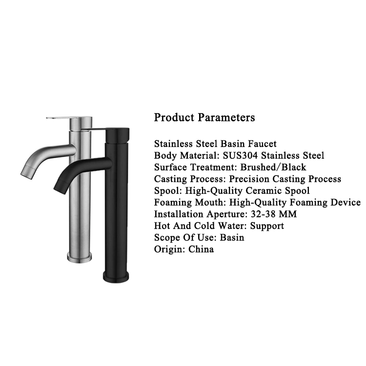 304 Stainless Steel Bent Mouth Amazon Selling Black Basin Faucet and Bathroom Basin Faucet Washbasin Mixer Tap