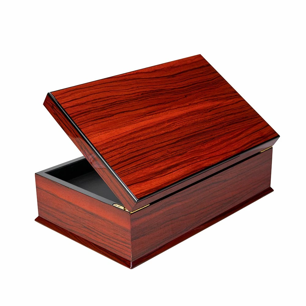 Wooden Grain Glossy Lacquer Double Layers Drawer Wooden Dates Box