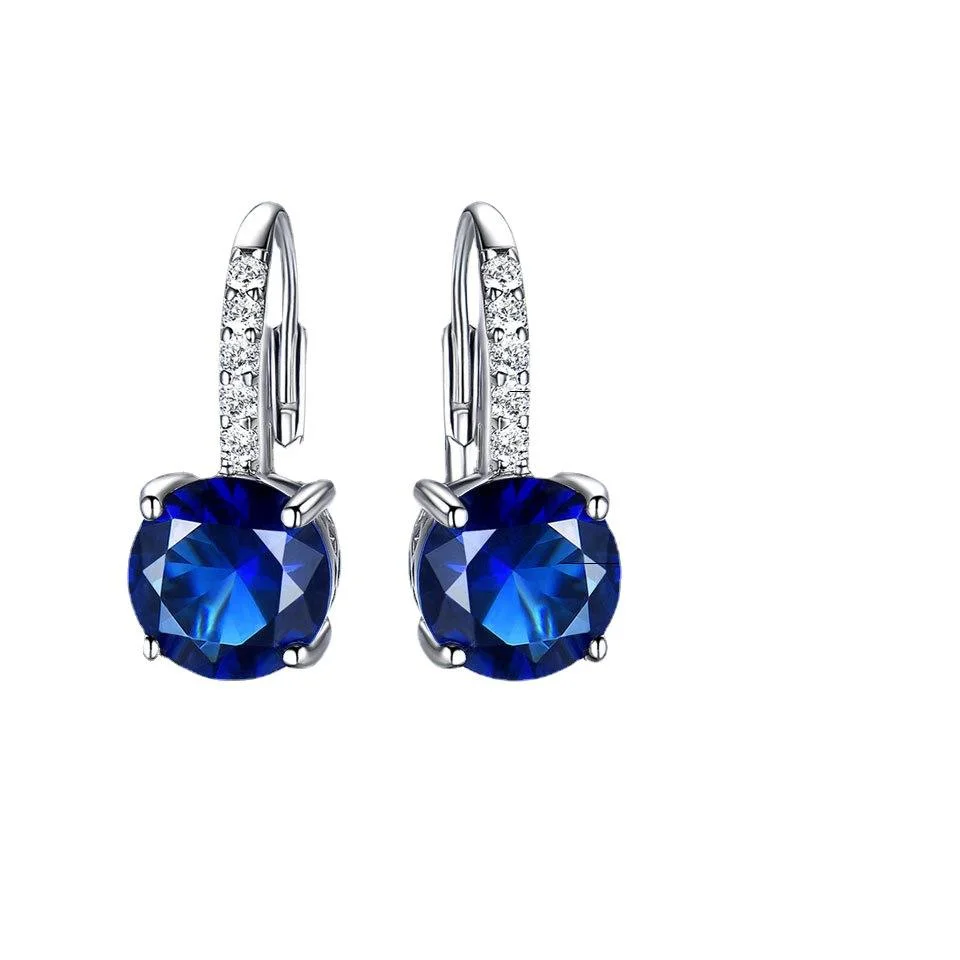 925 en argent sterling avec placage or 18K PENDENTIF TOPAZ Nano Saphir High-Grade Diamond Earrings pendaison Type Earring