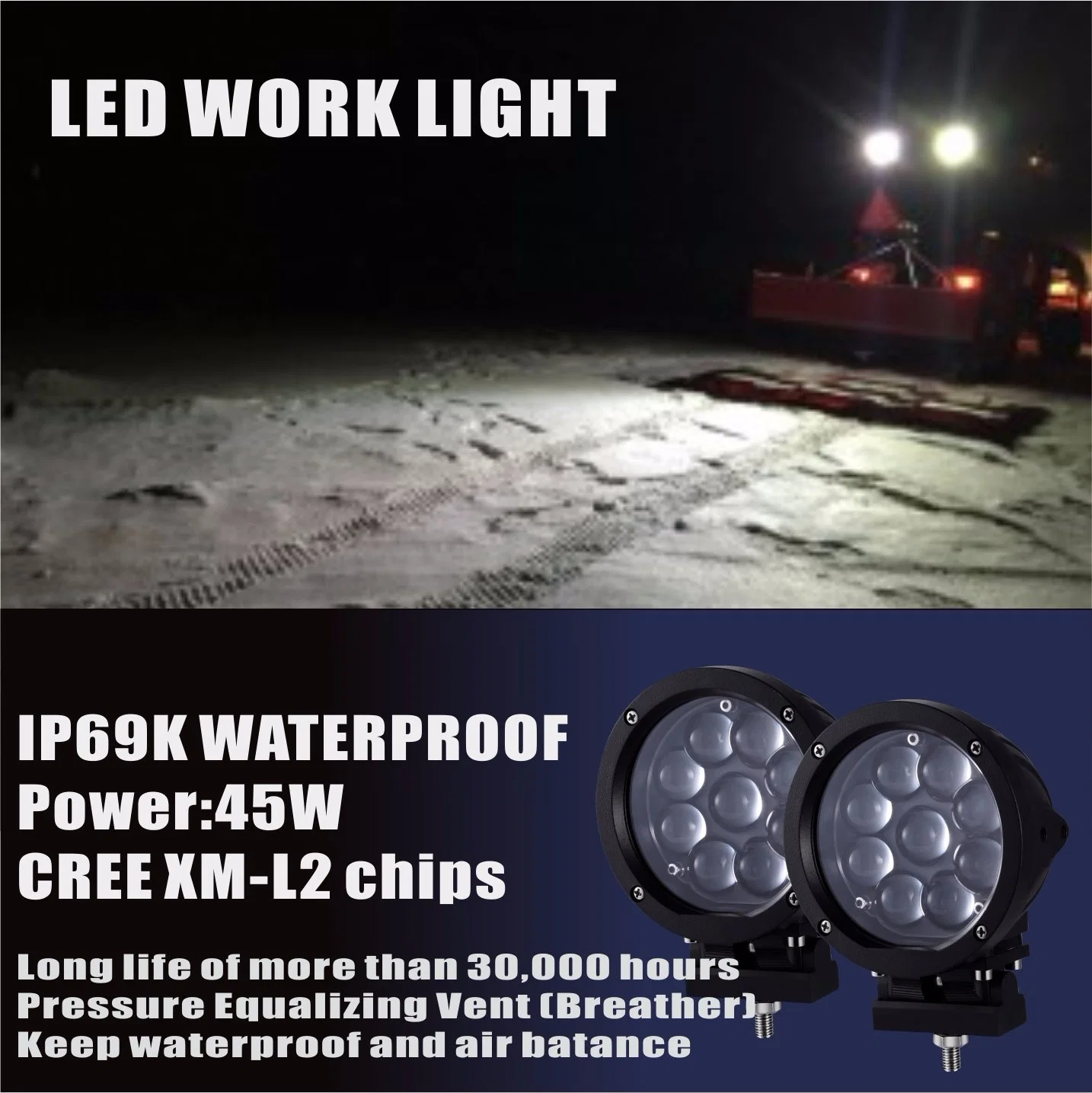 45W CREE LED Work Light Bar Flood Spot SUV Offroa Driving