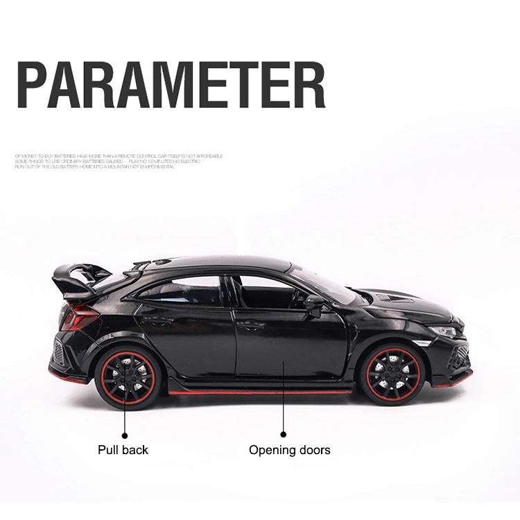 Modell im Maßstab 1:32 lizenzierte Diecast Diecast Honda Civic Type R Collection Rückziehauto-Legierung Diecast Mini Fahrzeuge Spielzeug für Kinder