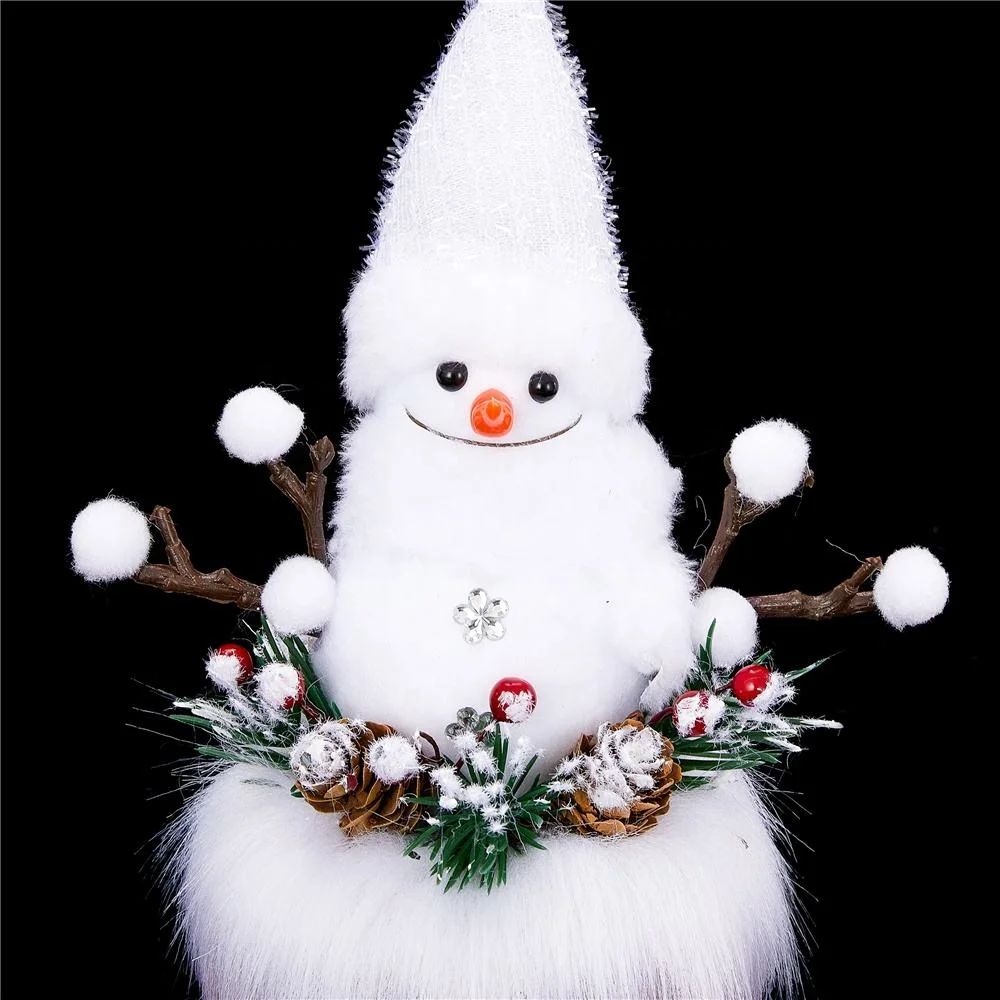 Small Cute Pre-Lit Snowman Decor with Light up Home Snowman Table Ornament