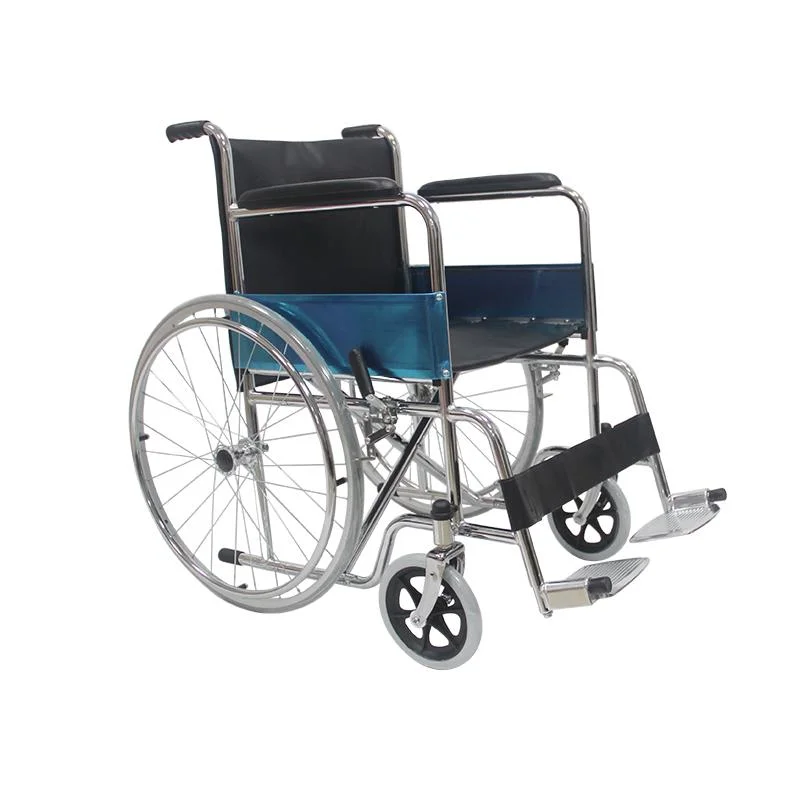 Economy faltbarer manueller Rollstuhl für Direct Chromed Frame Edelstahl Medizinische Klinik Basic Aluminium Mobility Aid