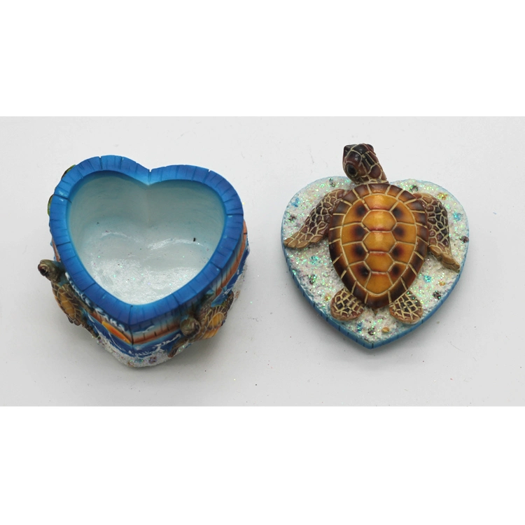 Atacado Custom Ocean Animal Shape Shell Beach Souvenir resina Turtle Caixa de trinket