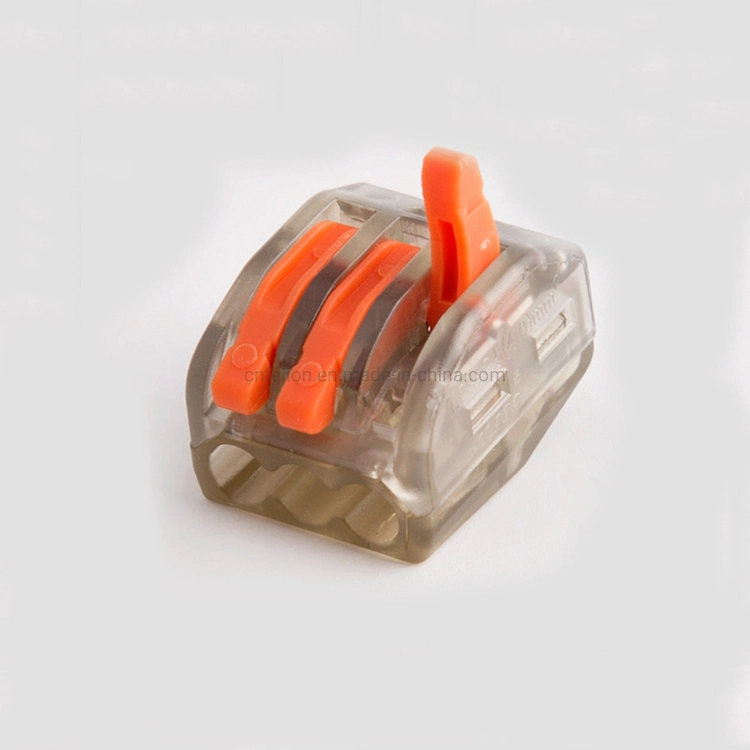 Tuerca de la palanca de fabricación origen Splicing compacto Conector del cable del bloque de terminales de color transparente conector rápido de 3 vías PCT-213 T sustituir el conector Universal 222-213