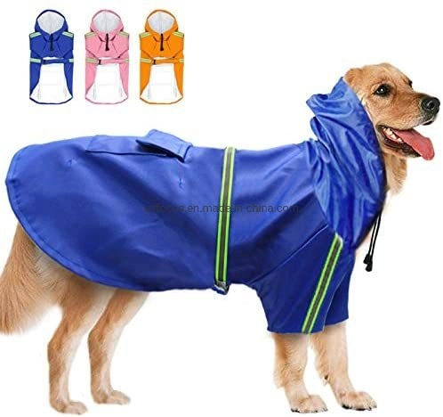 Waterproof Dog Raincoat Leisure Lightweight Dog Coat Jacket Reflective Rain Jacket with Hood for Small Medium Large Dogs Wbb12452