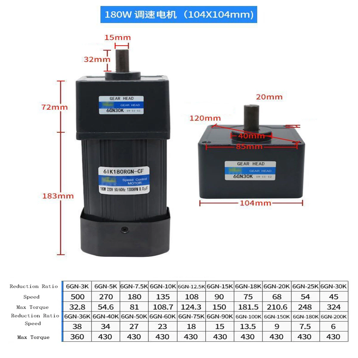 Electric Induction High Torque Low Noise AC Gear Motor with Brake