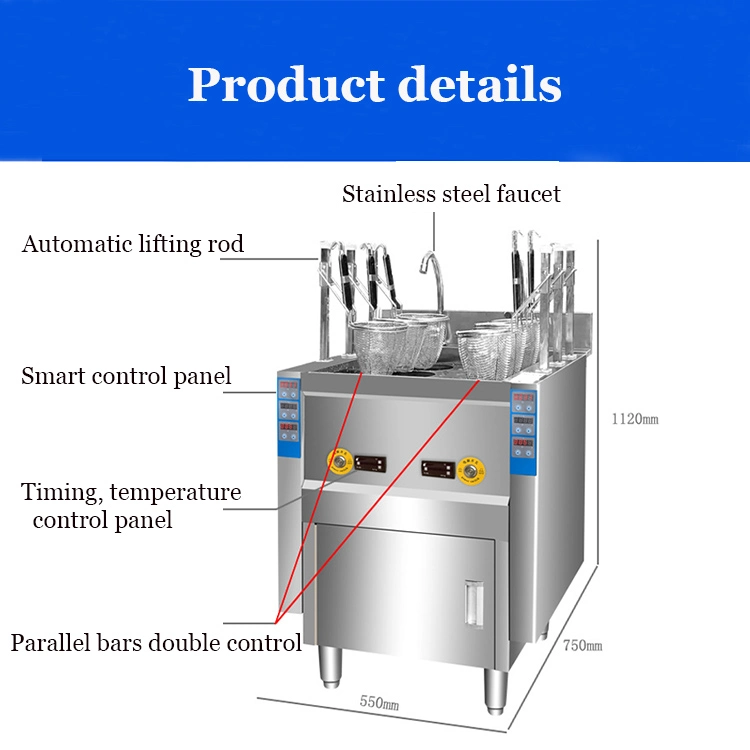 Elevación automática comercial de gas de 6 Cesta de pasta de tallarines cazuela de fideos Cooker Cooker