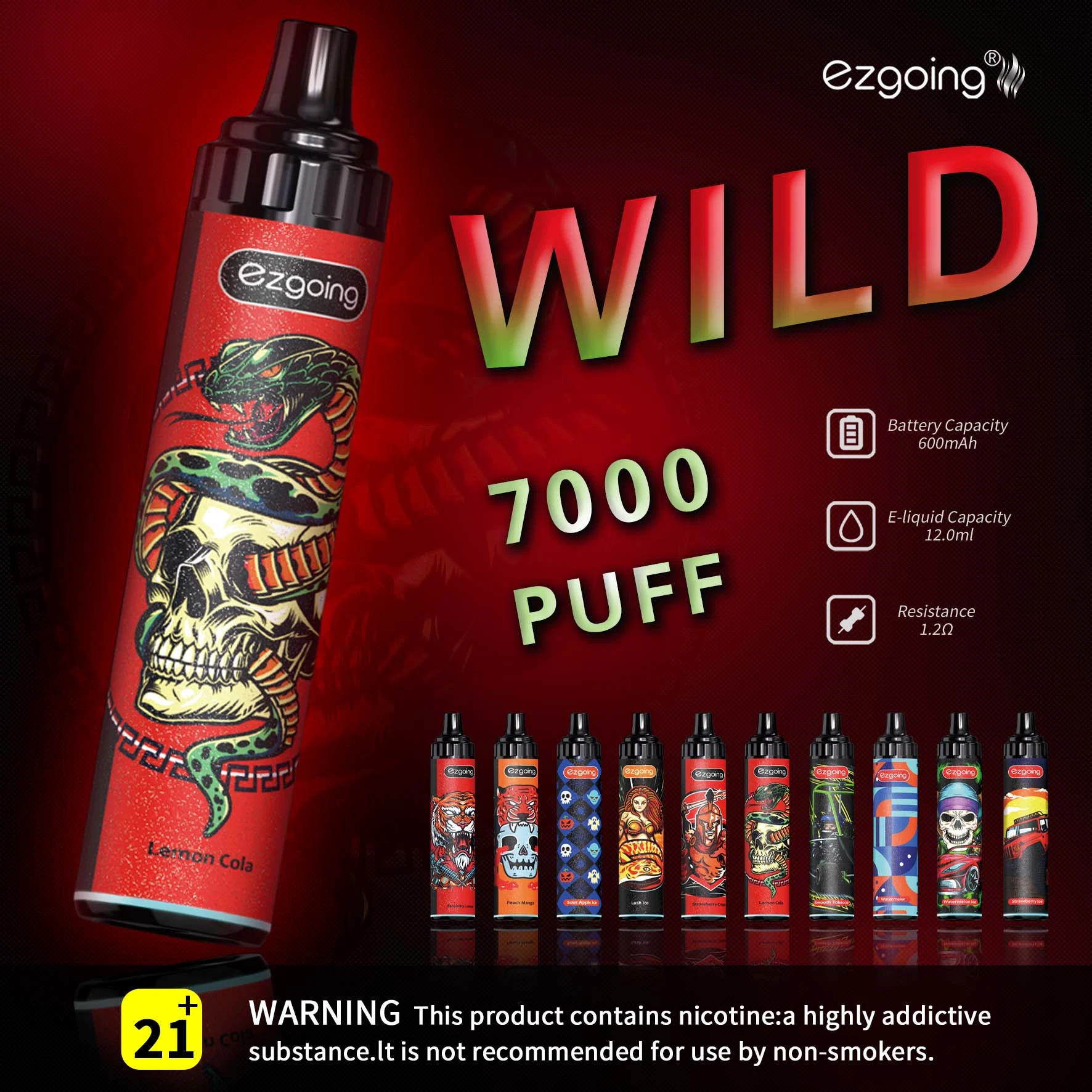 VAPE al por mayor pluma Ezgoing Wild buena calidad OEM desechable electrónico Cigarrillo mayorista 7000 Puffs desechable E CIG Mini Electric