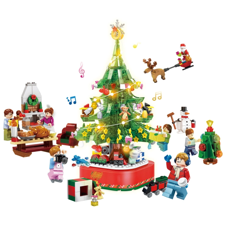 870 PCS Children Figure Christmas Atmosphere Collection Value Training Hands-on Ability Gift Box Kids Colorful Christmas Bricks