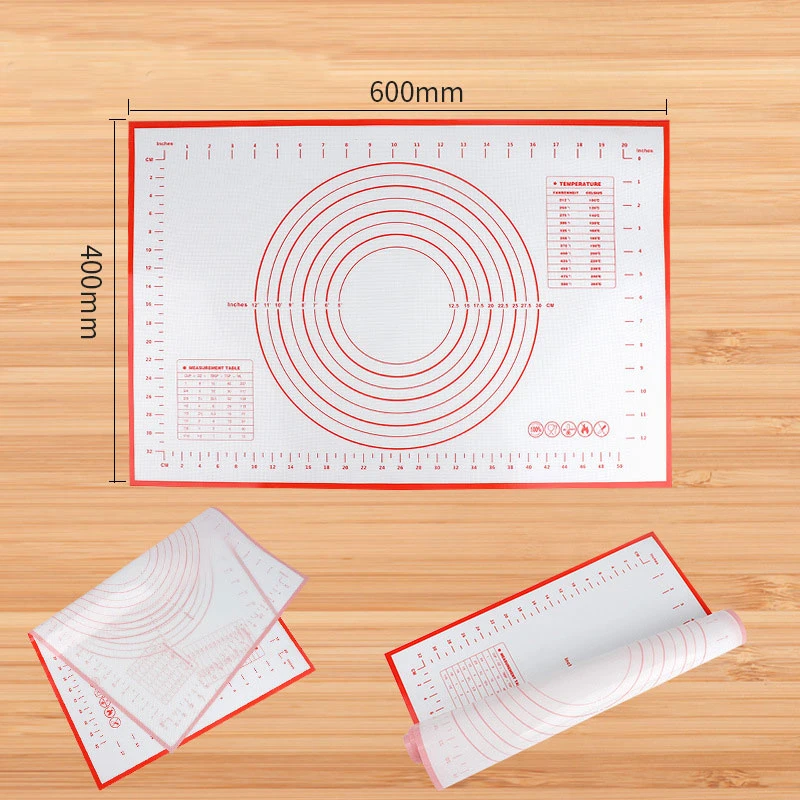 0.40mm Thick 260mm * 290mm Rectangle Silicone Pastry Mat Dough Rolling Sheet