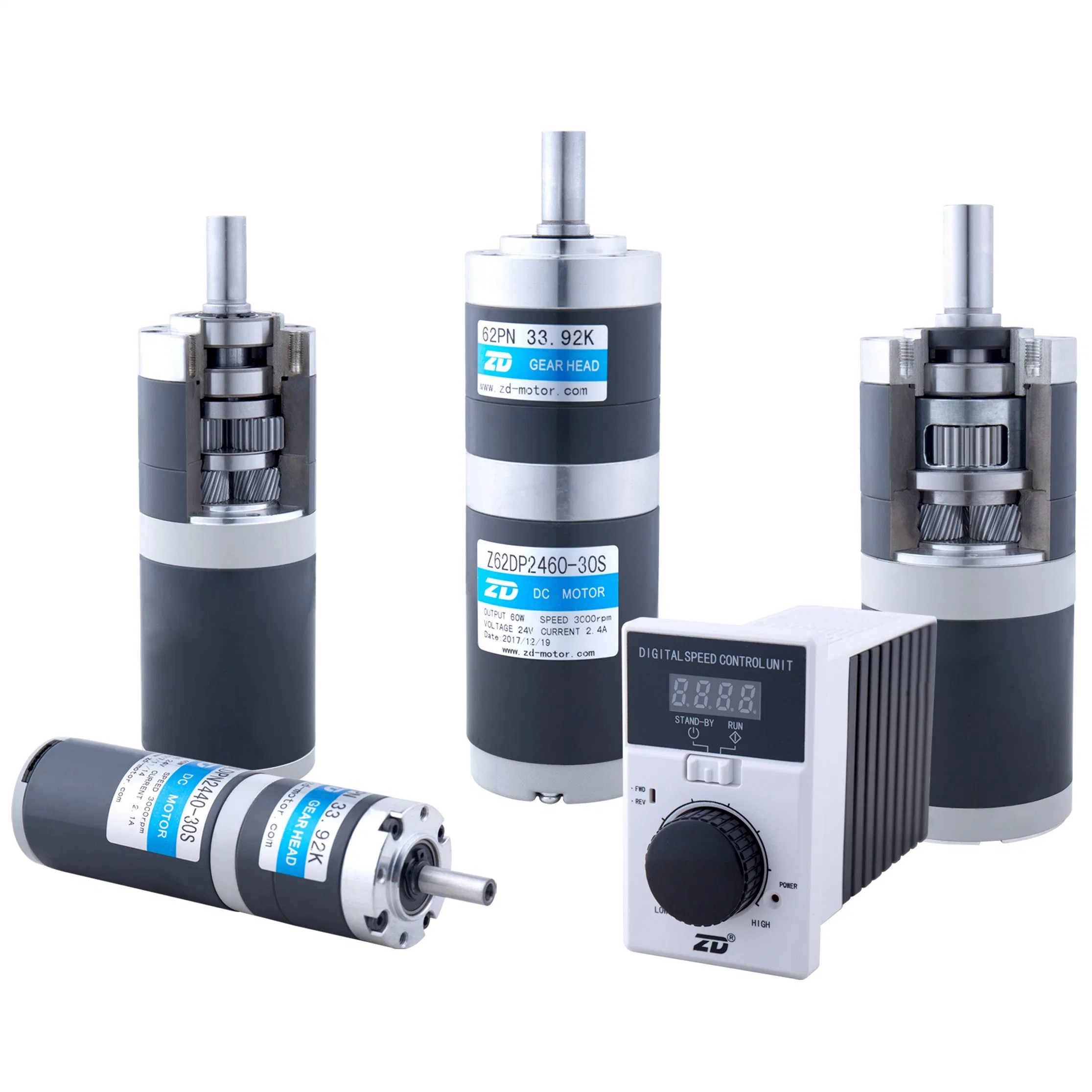 ZD 0.16 N.m-300 N.m Output Torque Range High Efficient DC Brushless Planetary Transmission Gear Motor