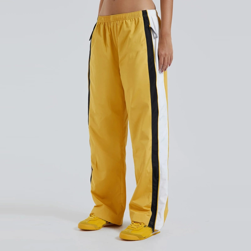 Custom Logo Lightweight Full Length Color Block Sports Track Pants for Women