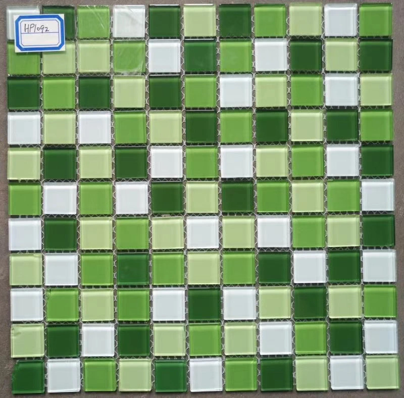 Foshan Cheap Mosaic Tile Green Blue Outdoor Crystal Tiles for Bathroom