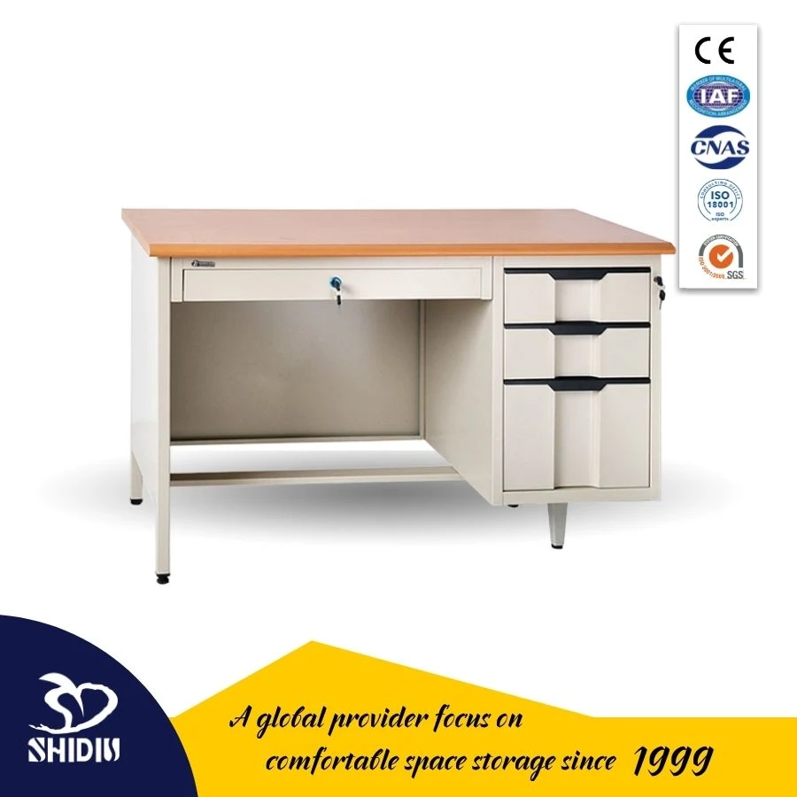 Modern MDF Office Desk Solid Metal Computer Table with File Drawers