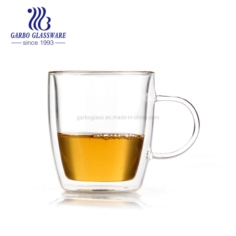 500ml etiquetas de la impresión de diseño personalizado de borosilicato de alta el consumo de café, té, Clásica Jarra de Cerveza copa de vidrio de doble pared con la calibración