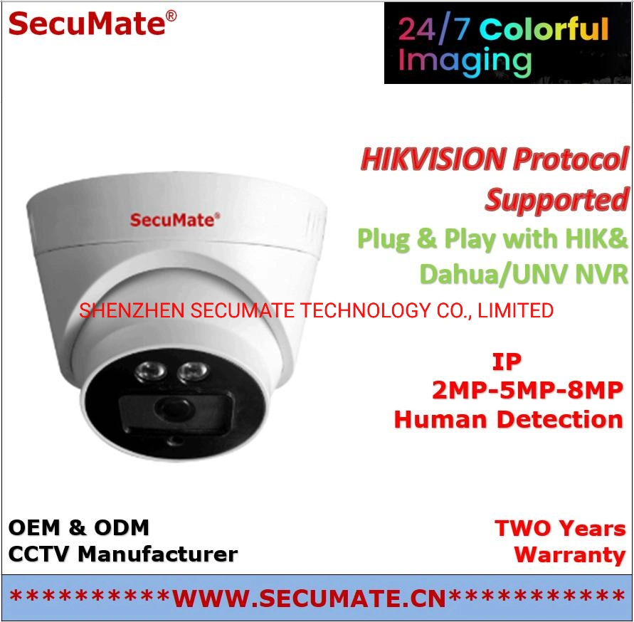 2MP 4MP Colorvu Full Color Video Surveillance CCTV IP Plastic Bullet Dome Camera with Face and Human Motion Detection From CCTV NVR OEM IP Camera Supplier