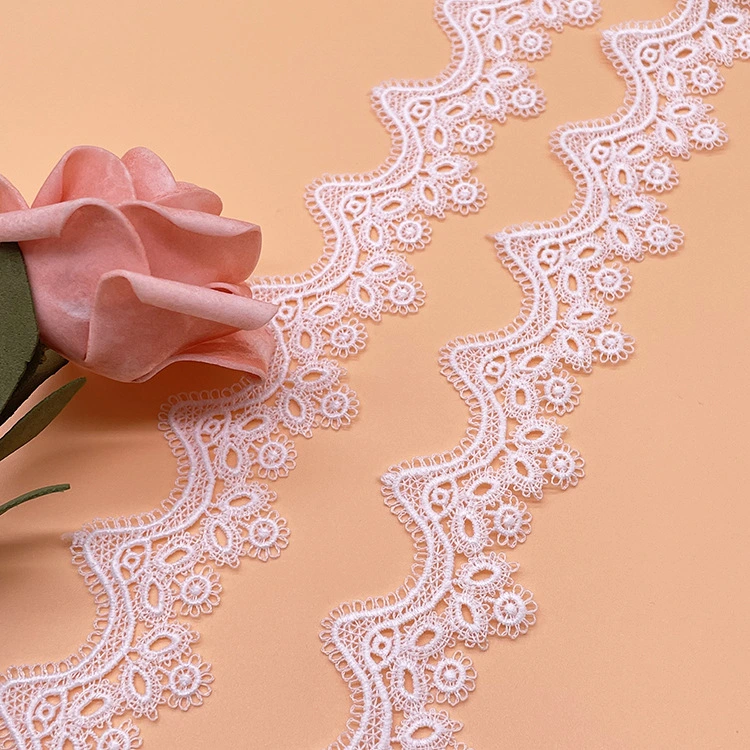 Purifile Cotton and Embroidery Polyester Chemical Lace Trim Fabric for African Wedding Dress Garment Accessories
