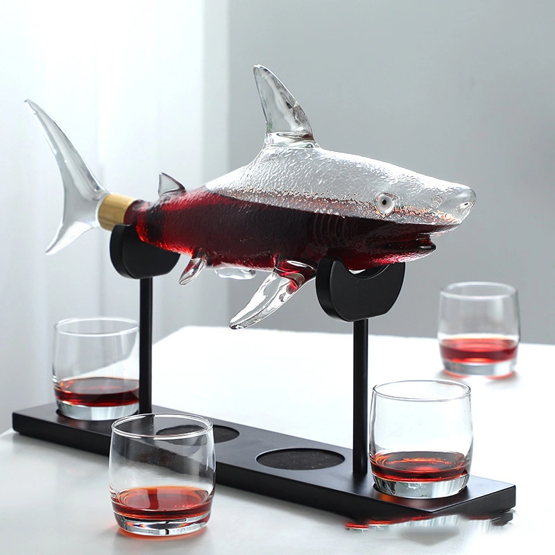 38years Factory Antique Shark Design Creative Decanter Wine Glass Bottle Set 300/1000ml